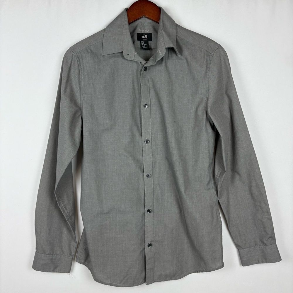 H&M Easy Iron Slim Fit Grey Button Down‎ Shirt
